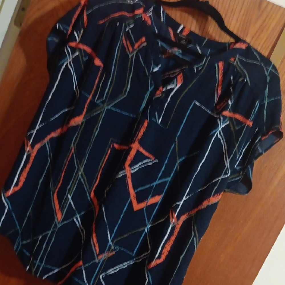 Banana Republic Black and Red Geometric Blouse